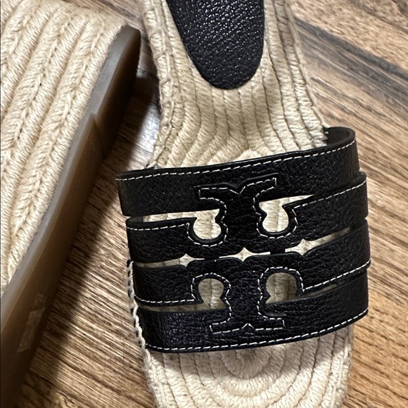 Tory Burch Women's INES Cage Wedge Espadrilles size 8M sandals platform black - Picture 2 of 11